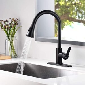 AMAZING FORCE Kitchen Faucet Modern Pull Out Kitchen Faucets Stainless Steel Single Handle Kitchen Sink Faucet with Pull Down Sprayer 3 Hole Kitchen Faucet Mixer Tap
