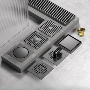 Drain de sol carré anti-odeur en laiton 10x10cm, salle de bains, toilettes, grand déplacement,