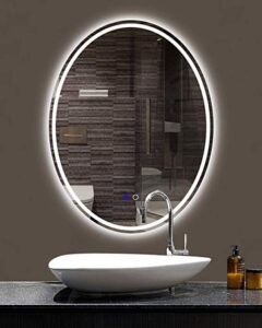 Keonjinn 24 x 32 Inch LED Oval Mirror Backlit Bathroom Mirror Dimmable Lighted Vanity Mirror Anti-Fog Wall Mounted Makeup Mirror with Lights